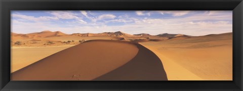 Framed Sand dunes in an arid landscape, Namib Desert, Sossusvlei, Namibia Print