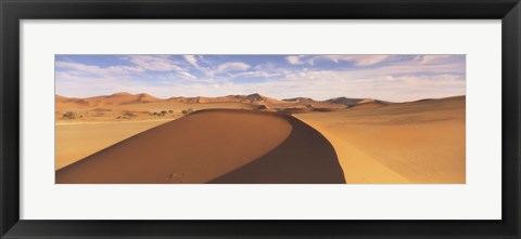 Framed Sand dunes in an arid landscape, Namib Desert, Sossusvlei, Namibia Print