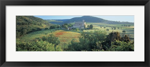 Framed High angle view of a church, Abbazia Di Sant Antimo, Tuscany, Italy Print