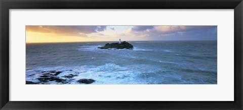 Framed Lighthouse on an island, Godvery Lighthouse, Hayle, Cornwall, England Print