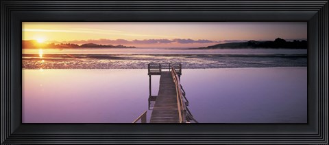 Framed High angle view of a pier on a river, Pounawea, The Catlins, South Island New Zealand, New Zealand Print