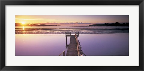 Framed High angle view of a pier on a river, Pounawea, The Catlins, South Island New Zealand, New Zealand Print