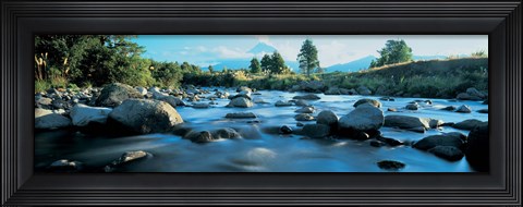 Framed Rocks in the river, Mount Taranaki, Taranaki, North Island, New Zealand Print