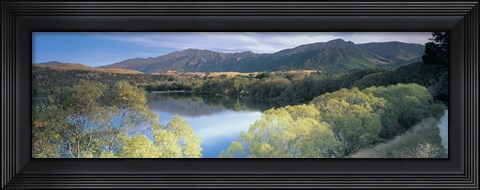 Framed Reflection of mountains in water, Lake Hayes, South Island New Zealand, New Zealand Print
