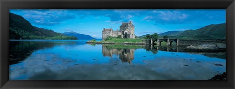 Framed Reflection of a castle in water, Eilean Donan Castle, Loch Duich, Highlands, Scotland Print