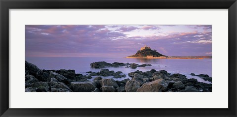 Framed Castle on top of a hill, St Michael&#39;s Mount, Cornwall, England Print