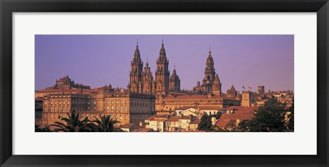 Framed Cathedral in a cityscape, Santiago De Compostela, La Coruna, Galicia, Spain Print