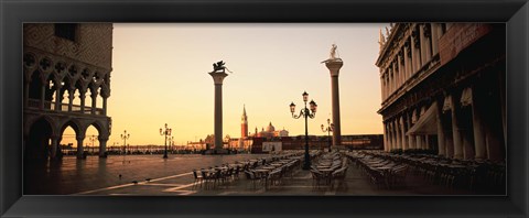 Framed Low angle view of sculptures in front of a building, St. Mark&#39;s Square, Venice, Italy Print