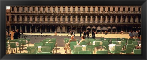 Framed Tourists outside of a building, Venice, Italy Print