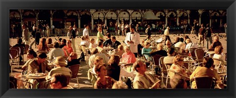 Framed Tourists at a sidewalk cafe, Venice, Italy Print