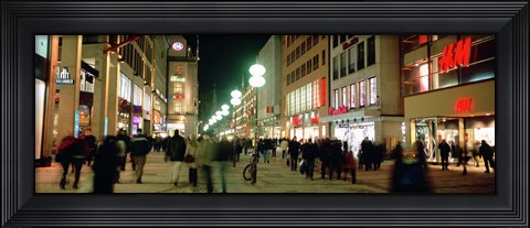 Framed Buildings in a city lit up at night, Munich, Germany Print