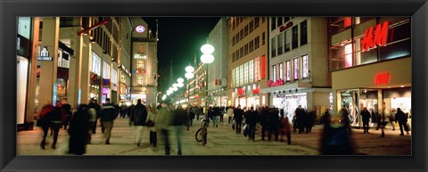 Framed Buildings in a city lit up at night, Munich, Germany Print