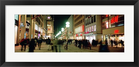 Framed Buildings in a city lit up at night, Munich, Germany Print