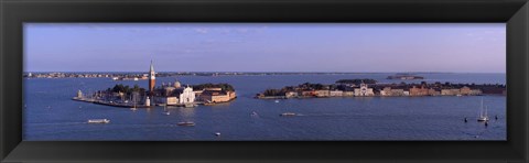 Framed High Angle View Of Buildings Surrounded By Water, San Giorgio Maggiore, Venice, Italy Print