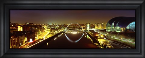 Framed Reflection Of A Bridge On Water, Millennium Bridge, Newcastle, Northumberland, England, United Kingdom Print