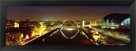 Framed Reflection Of A Bridge On Water, Millennium Bridge, Newcastle, Northumberland, England, United Kingdom Print