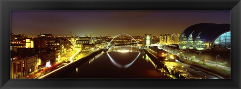 Framed Reflection Of A Bridge On Water, Millennium Bridge, Newcastle, Northumberland, England, United Kingdom Print