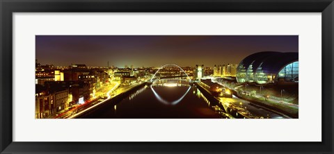 Framed Reflection Of A Bridge On Water, Millennium Bridge, Newcastle, Northumberland, England, United Kingdom Print