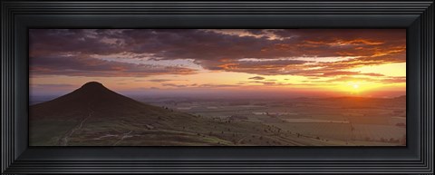 Framed Silhouette Of A Hill At Sunset, Roseberry Topping, North Yorkshire, Cleveland, England, United Kingdom Print