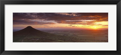 Framed Silhouette Of A Hill At Sunset, Roseberry Topping, North Yorkshire, Cleveland, England, United Kingdom Print