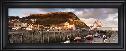 Framed Speed Boats At A Commercial Dock, Scarborough, North Yorkshire, England, United Kingdom Print