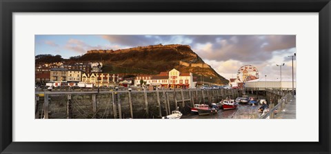 Framed Speed Boats At A Commercial Dock, Scarborough, North Yorkshire, England, United Kingdom Print