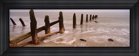 Framed Posts On The Beach, Spurn, Yorkshire, England, United Kingdom Print