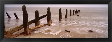 Framed Posts On The Beach, Spurn, Yorkshire, England, United Kingdom Print