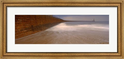Framed Surrounding Wall Along The Sea, Roker Pier, Sunderland, England, United Kingdom Print
