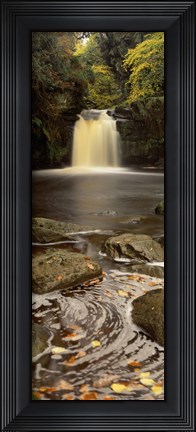 Framed Waterfall In A Forest, Thomason Foss, Goathland, North Yorkshire, England, United Kingdom Print
