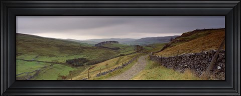 Framed High Angle View Of A Path On A Landscape, Ribblesdale, Yorkshire Dales, Yorkshire, England, United Kingdom Print