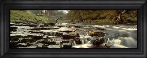 Framed Arch Bridge Over A River, Stainforth Force, River Ribble, North Yorkshire, England, United Kingdom Print