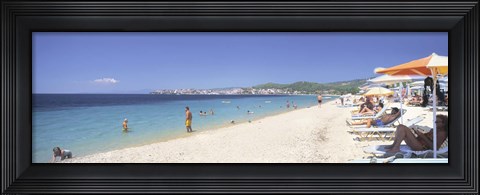 Framed Tourist on the beach, Porto Carras, Neos Marmaras, Sithonia, Halkidiki, Greece Print