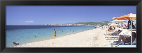 Framed Tourist on the beach, Porto Carras, Neos Marmaras, Sithonia, Halkidiki, Greece Print