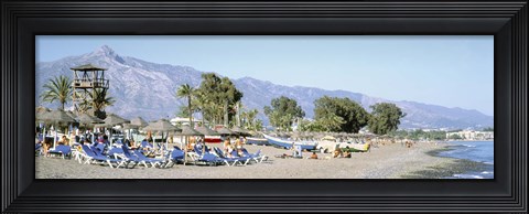 Framed Tourists On The Beach, San Pedro, Costa Del Sol, Marbella, Andalusia, Spain Print