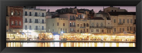 Framed Bars on the waterfront, Crete, Greece Print