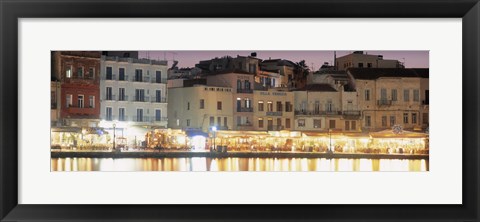 Framed Bars on the waterfront, Crete, Greece Print