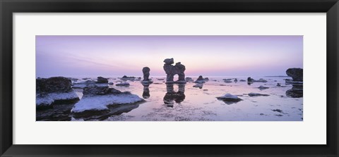 Framed Rocks On The Beach, Faro, Gotland, Sweden Print