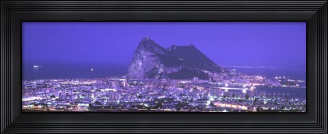 Framed High Angle View Of A City, Gibraltar, Spain Print
