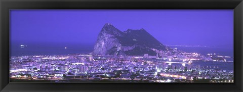 Framed High Angle View Of A City, Gibraltar, Spain Print