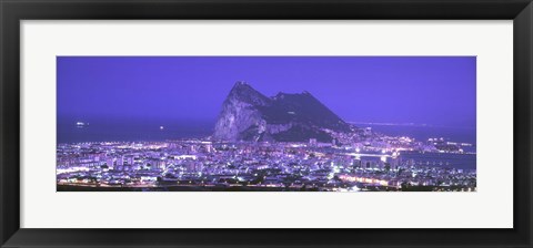 Framed High Angle View Of A City, Gibraltar, Spain Print