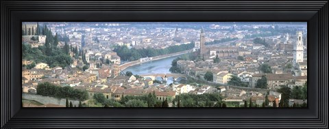 Framed High Angle View Of A City, Verona, Veneto, Italy Print