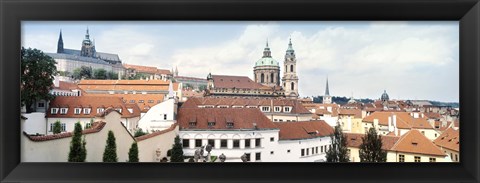 Framed Church in a city, St. Nicholas Church, Mala Strana, Prague, Czech Republic Print