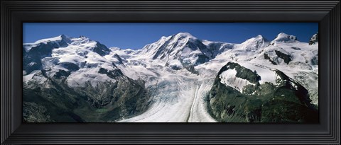 Framed Snow Covered Mountain Range and Glacier, Matterhorn, Switzerland Print