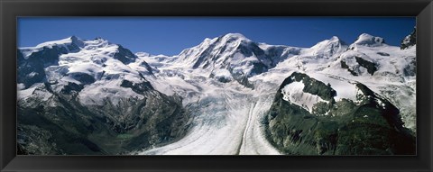 Framed Snow Covered Mountain Range and Glacier, Matterhorn, Switzerland Print