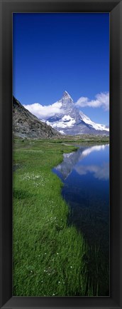 Framed Reflection Of Mountain In Water, Riffelsee, Matterhorn, Switzerland Print