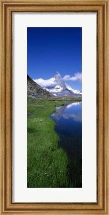 Framed Reflection Of Mountain In Water, Riffelsee, Matterhorn, Switzerland Print