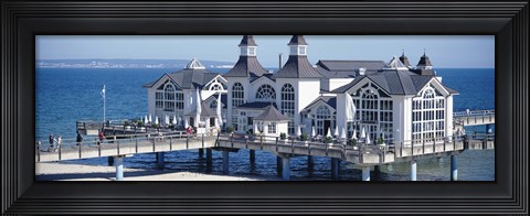 Framed Tourists On A Bridge, The Seebruecke, Sellin, Isle Of Ruegen, Germany Print