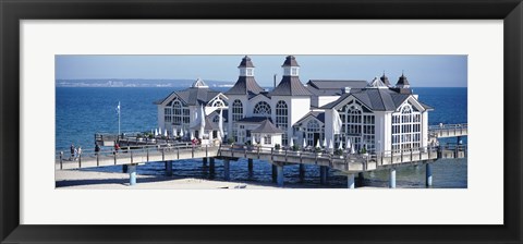 Framed Tourists On A Bridge, The Seebruecke, Sellin, Isle Of Ruegen, Germany Print