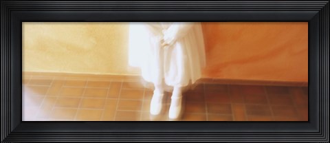 Framed High Angle View Of A Girl Standing In Front Of A Wall, Germany Print